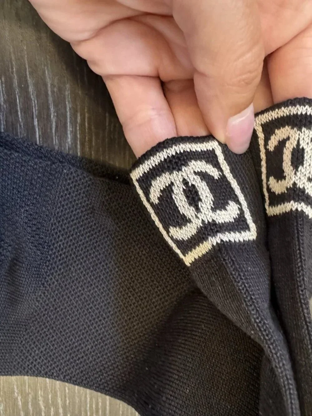 Authentic Chanel Black CC Logo Ankle Socks Knit Designer Hosiery